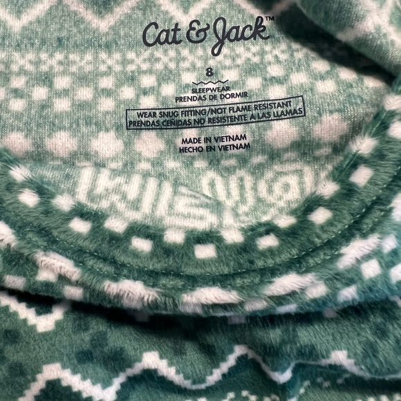 NWT Cat& Jack Green Patterned Kids Pajama Set Size 10 - Picture 8 of 8
